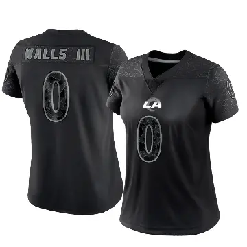 ＃0 Women's Eddie Walls III Black Limited Los Angeles Rams Reflective Jersey