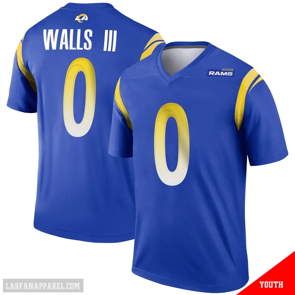 ＃0 Youth Eddie Walls III Royal Legend Los Angeles Rams Jersey