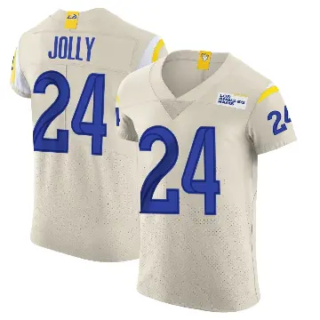 ＃24 Men's Shaun Jolly Elite Los Angeles Rams Bone Vapor Jersey