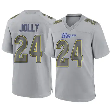 ＃24 Men's Shaun Jolly Gray Game Los Angeles Rams Atmosphere Fashion Jersey
