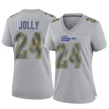 ＃24 Women's Shaun Jolly Gray Game Los Angeles Rams Atmosphere Fashion Jersey