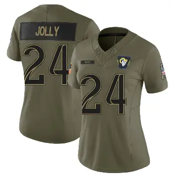 ＃24 Women's Shaun Jolly Olive Limited Los Angeles Rams 2025 Salute to Service Jersey