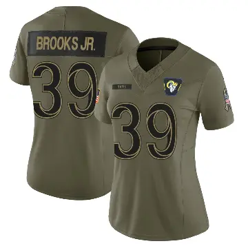 ＃39 Women's Antoine Brooks Jr. Olive Limited Los Angeles Rams 2025 Salute to Service Jersey