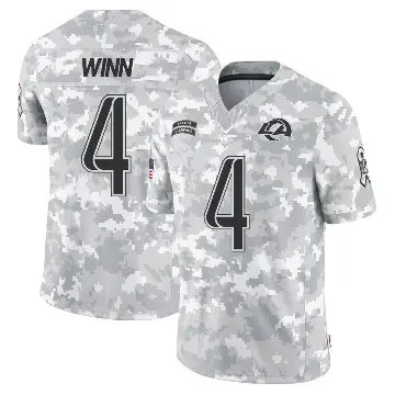 ＃4 Men's Dresser Winn Arctic Camo Limited Los Angeles Rams 2024 Salute to Service Jersey