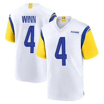＃4 Men's Dresser Winn White Game Los Angeles Rams Jersey