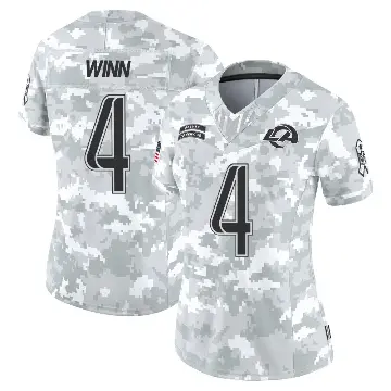 ＃4 Women's Dresser Winn Arctic Camo Limited Los Angeles Rams 2024 Salute to Service Jersey