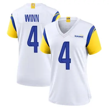 ＃4 Women's Dresser Winn White Game Los Angeles Rams Jersey