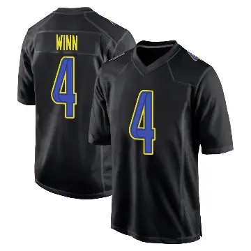 ＃4 Youth Dresser Winn Black Game Los Angeles Rams Fashion Jersey