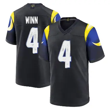 ＃4 Youth Dresser Winn Blue Game Los Angeles Rams Midnight 2025 Rivalries Collection Jersey