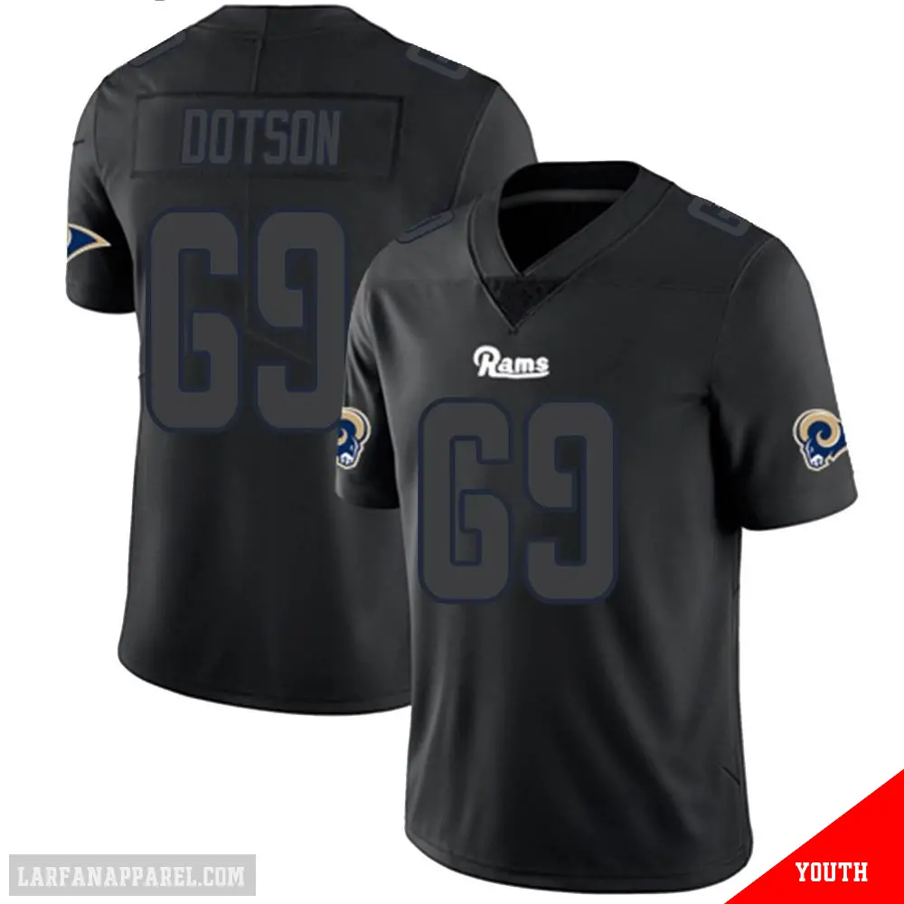 ＃69 Youth Kevin Dotson Black Impact Limited Los Angeles Rams Jersey