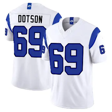 ＃69 Youth Kevin Dotson White Limited Los Angeles Rams Fearsome Vapor F.U.S.E. Stitched Jersey