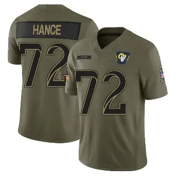 ＃72 Men's Blake Hance Olive Limited Los Angeles Rams 2025 Salute to Service Jersey