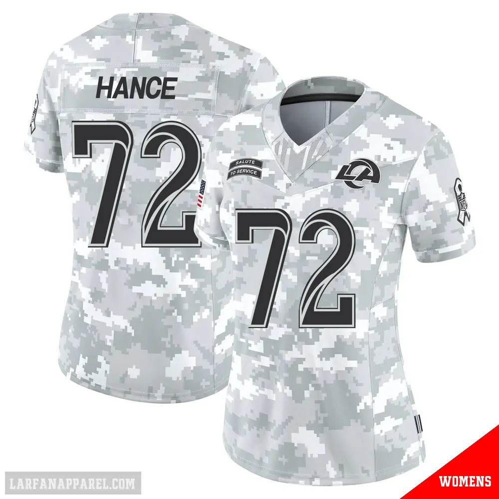 ＃72 Women's Blake Hance Arctic Camo Limited Los Angeles Rams 2024 Salute to Service Jersey