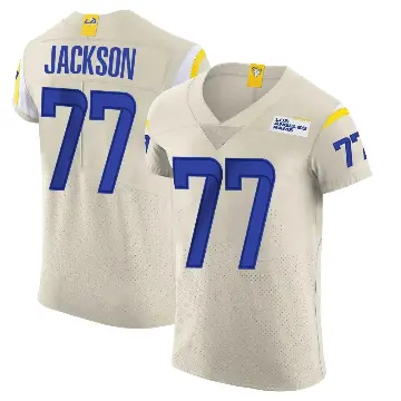 ＃77 Men's Alaric Jackson Elite Los Angeles Rams Bone Vapor Jersey