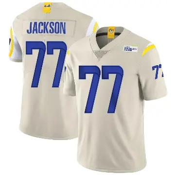 ＃77 Men's Alaric Jackson Limited Los Angeles Rams Bone Vapor Jersey