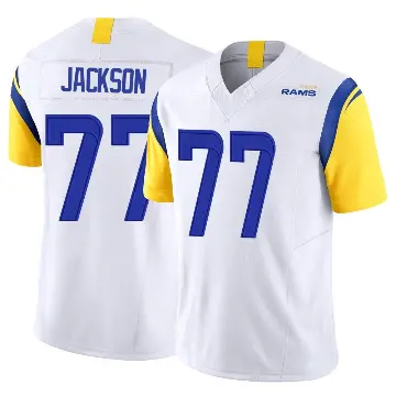 ＃77 Men's Alaric Jackson White Limited Los Angeles Rams Vapor F.U.S.E. Jersey