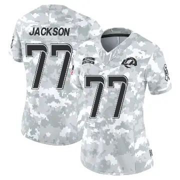 ＃77 Women's Alaric Jackson Arctic Camo Limited Los Angeles Rams 2024 Salute to Service Jersey