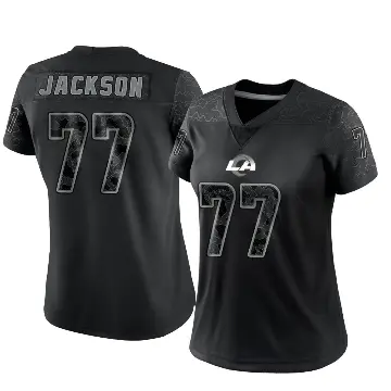 ＃77 Women's Alaric Jackson Black Limited Los Angeles Rams Reflective Jersey