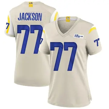 ＃77 Women's Alaric Jackson Game Los Angeles Rams Bone Jersey