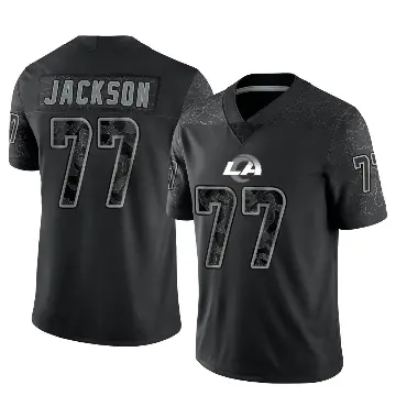＃77 Youth Alaric Jackson Black Limited Los Angeles Rams Reflective Jersey