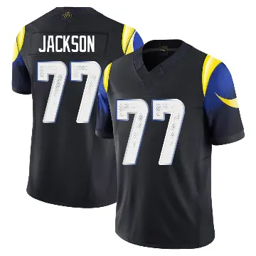 ＃77 Youth Alaric Jackson Blue Limited Los Angeles Rams Midnight 2025 Rivalries Collection Jersey