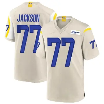 ＃77 Youth Alaric Jackson Game Los Angeles Rams Bone Jersey