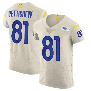 ＃81 Men's Jamal Pettigrew Elite Los Angeles Rams Bone Vapor Jersey