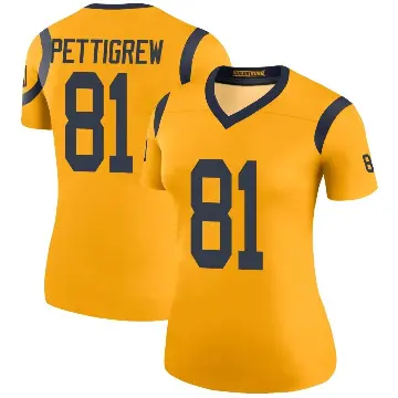 ＃81 Women's Jamal Pettigrew Gold Legend Los Angeles Rams Color Rush Jersey