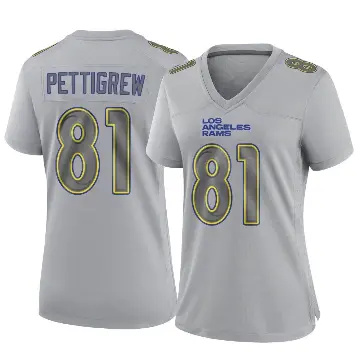 ＃81 Women's Jamal Pettigrew Gray Game Los Angeles Rams Atmosphere Fashion Jersey