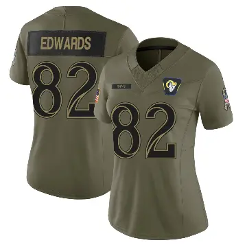 ＃82 Women's Tru Edwards Olive Limited Los Angeles Rams 2025 Salute to Service Jersey