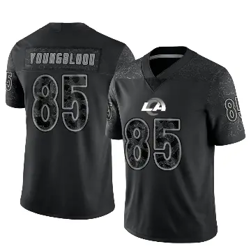 ＃85 Men's Jack Youngblood Black Limited Los Angeles Rams Reflective Jersey