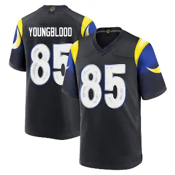 ＃85 Men's Jack Youngblood Blue Game Los Angeles Rams Midnight 2025 Rivalries Collection Jersey