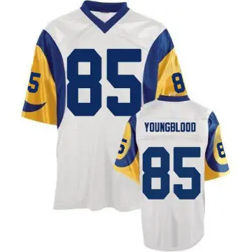 ＃85 Men's Jack Youngblood White Authentic Los Angeles Rams Throwback Jersey
