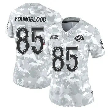 ＃85 Women's Jack Youngblood Arctic Camo Limited Los Angeles Rams 2024 Salute to Service Jersey