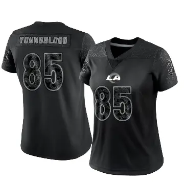 ＃85 Women's Jack Youngblood Black Limited Los Angeles Rams Reflective Jersey
