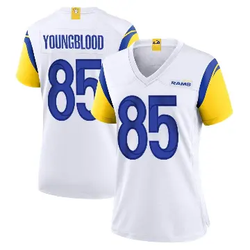 ＃85 Women's Jack Youngblood White Game Los Angeles Rams Jersey